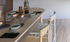开放客、餐厨空间让生活更有弹性，微水泥与弧形墙面让北欧简约风具有柔和魅力！